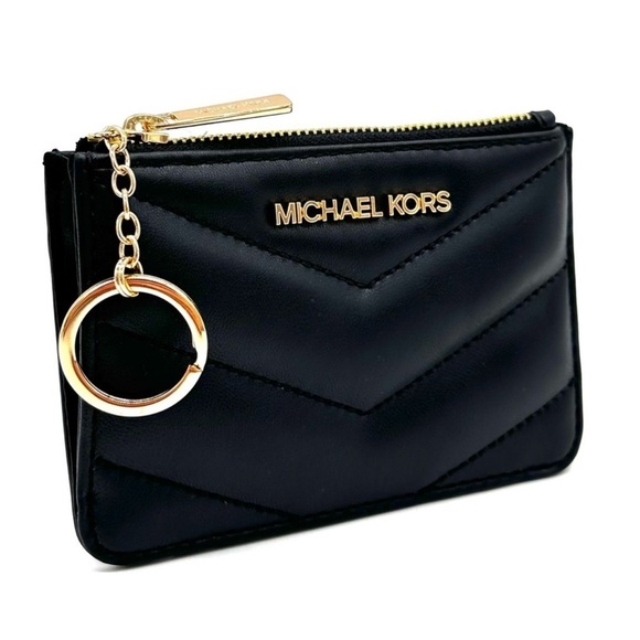 Michael Kors Jet Set Travel Small Top Zip Coin Pouch with ID Holder Black - Picture 1 of 8